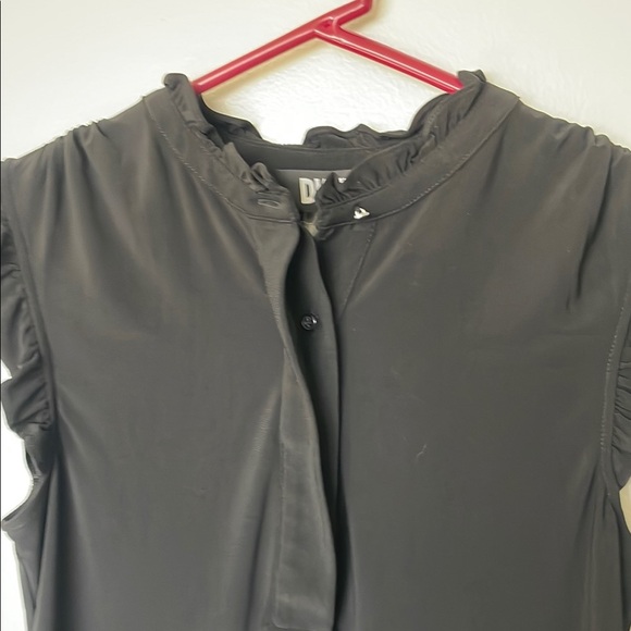 DKNY Black Stretch Ruffled Sleeveless Top Women's Size S - Picture 5 of 10